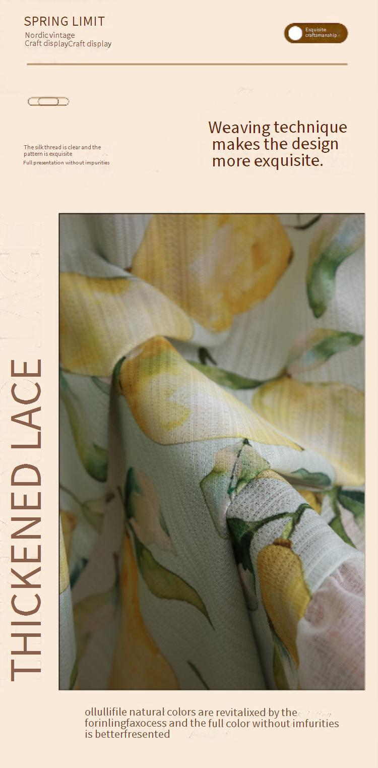 Modern Polyester Door Curtain With Botanical Print - Ready-to-Hang Fabric Panel For Living Room (Multiple Sizes)_voghion.com