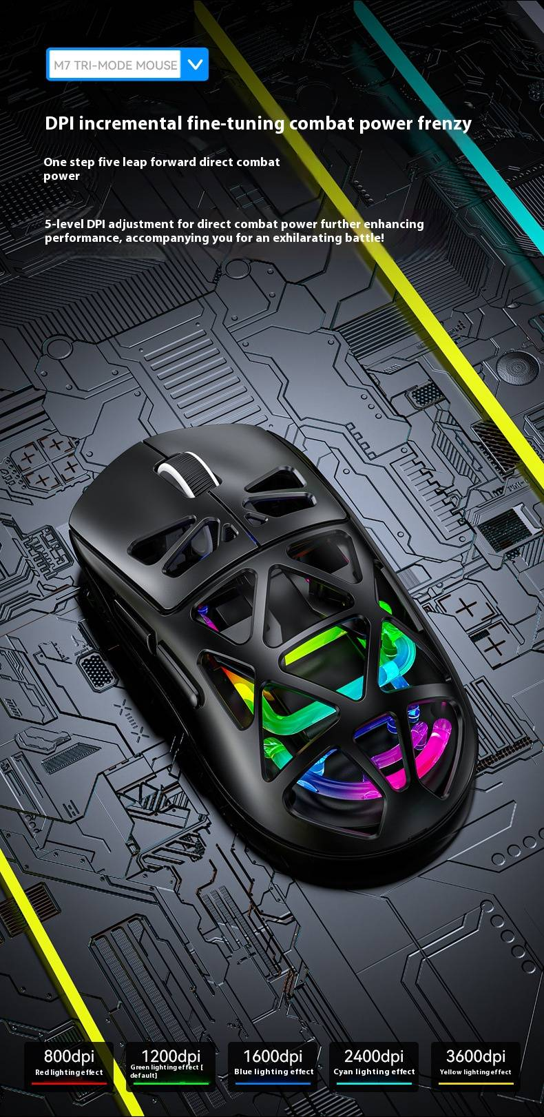 Ultra-Lightweight Bluetooth & 2.4G Wireless Gaming Mouse, Rechargeable, 4000 DPI, 5-Button Ergonomic Design For PC/Laptop, Silent Clicks_voghion.com