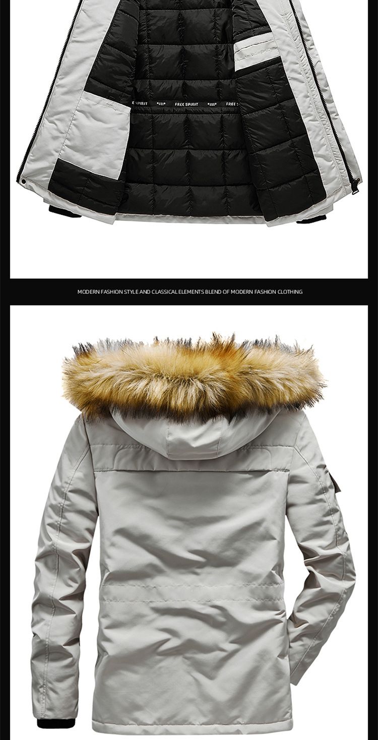 Premium Detachable Hood Winter Coat For Men & Women - Thickened Polyester Padded Jacket With Multiple Pockets, Zip-Front Travel Outerwear_voghion.com