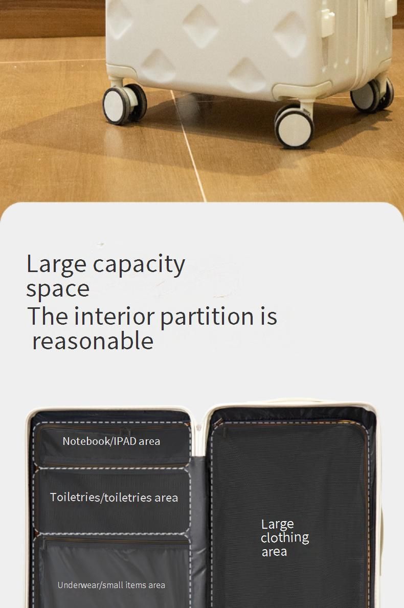 24-inch Stylish PC Luggage With Cup Holder & Phone Stand, Lightweight Spinner Suitcase For Travel, Geometric Pattern, (Multiple Colors & Sizes)_voghion.com