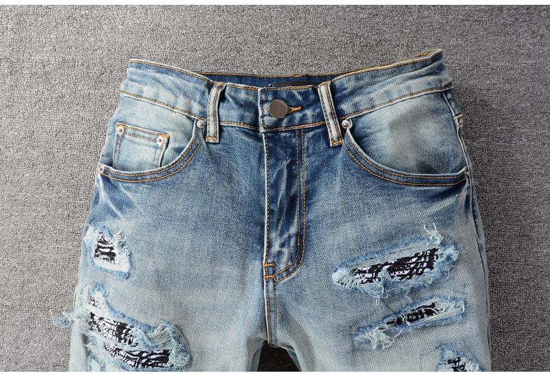 Abbigliamento maschile, marchio di moda di alta moda, tendenza abbigliamento maschile, jeans aderenti elasticizzati con toppe sul ginocchio, pantaloni skinny_voghion.com