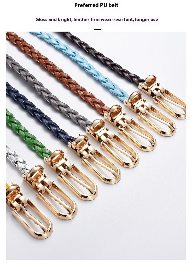 Ny klänning med tunn midja för kvinnor, exklusivt och mångsidigt dekorationsbälte med nålspänne i PU, litet bälte i koreansk version_voghion.com