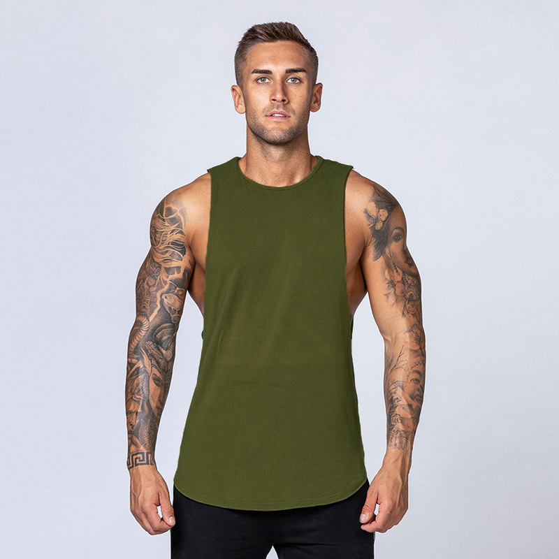 Ärmelloses Bodybuilding-Tanktop für Herren aus Baumwolle für Eisentraining und Fitness, Muskelaufbauübung im amerikanischen Stil,_voghion.com