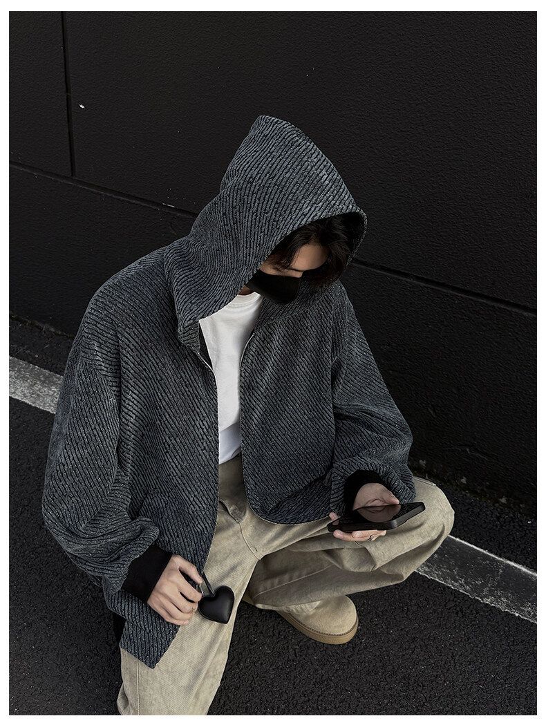 Cleanfit Zip-Up Hoodie voor heren – Vintage-geïnspireerd oversized sweatshirtjack voor casual streetwear_voghion.com