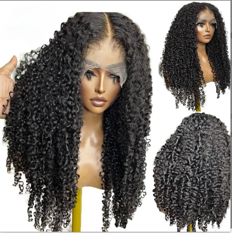 Brasiliansk krøllete 13x4 blonder foran parykk med ekte hår 13x4 blonder foran parykker med ekte hår for kvinner, krøllete babyhårparykk med remy 180%_voghion.com