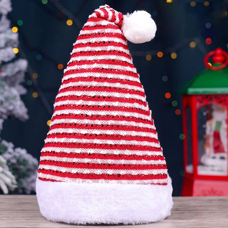 Christmas Hat Santa Claus Stripesd Plaid Headdress Kindergarten Kidsren's Snowflake Hat Decoration_voghion.com