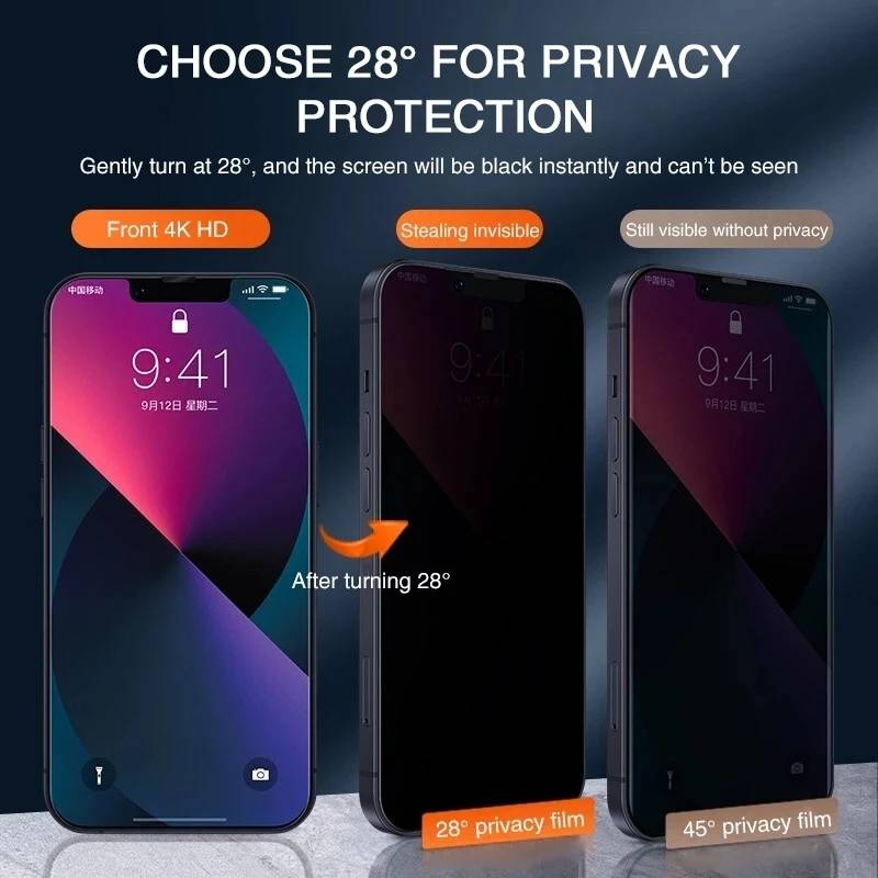 5 kosov zaščitnih zaščitnih zaslonov za iPhone 12 13 14 15 16 Pro Max 16Plus 13Mini 7 8 Plus SE2 SE3 Anti-spy Kaljeno steklo za IPhone 11 Pro XS MAX XR X_voghion.com