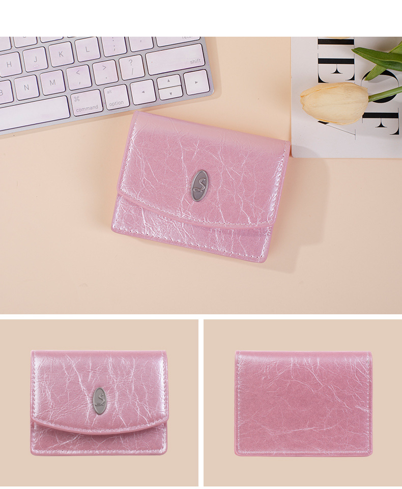 Retro small card holder wallet women's wallet female simple PU coin purse short ID bag_voghion.com