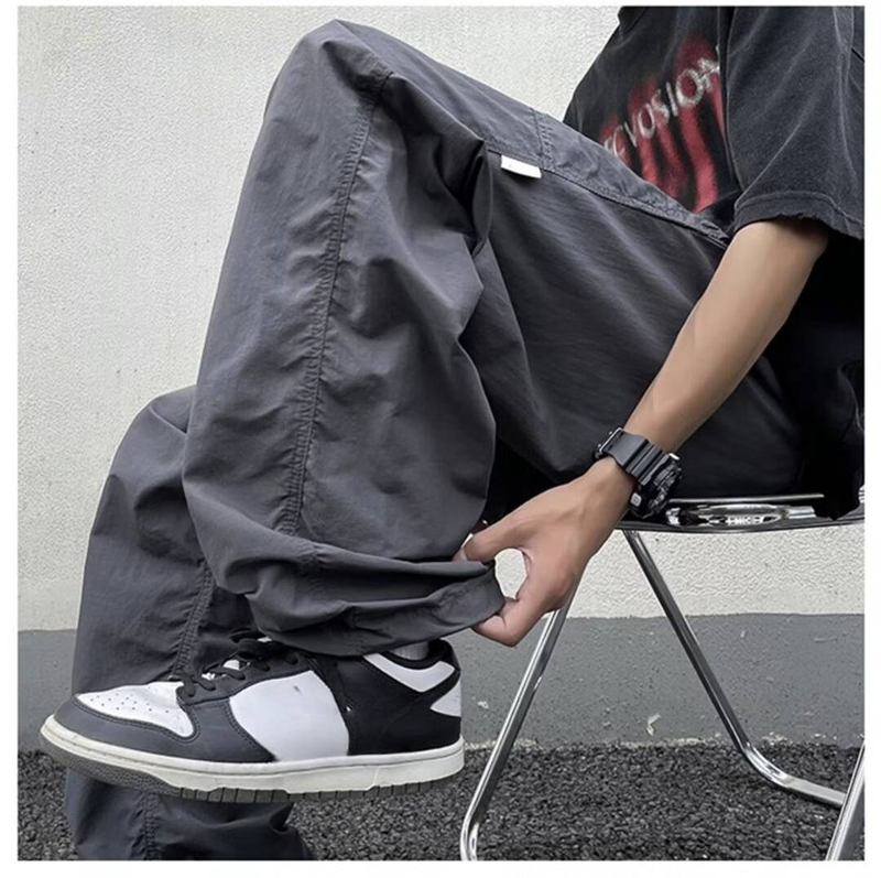 Windbreaker-Hose im amerikanischen Stil, schmal geschnittene Arbeitskleidung für Herren, Wanderhose, vielseitige, dünne High Street-Hose für den Sommer, funktionelle Freizeithose_voghion.com