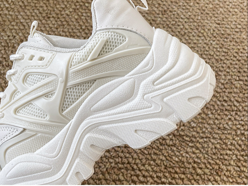 New Thick Soled Breathable Single Lined Platform Sports Super High Heels Kitten Legs White Shoes_voghion.com