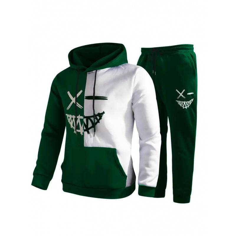 Conjunto de sudadera con capucha para hombre, informal y a la moda, con estampado de pareja_voghion.com