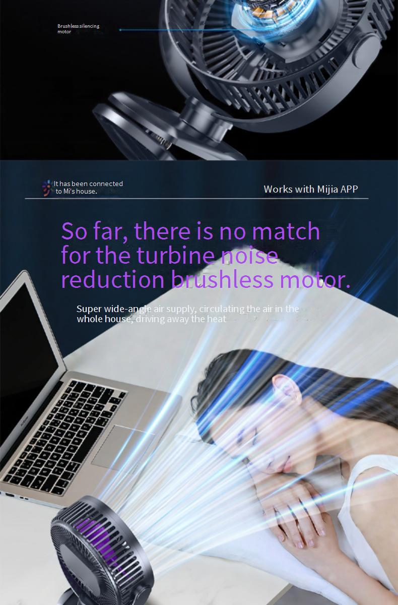 Wentylator biurkowy z akumulatorem USB - 25 dB, bardzo cichy, do biura/akademika, 3 prędkości i 8 godzin pracy, mocowany na klipsie i stojaku, miniaturowy wentylator o podwójnym zastosowaniu_voghion.com