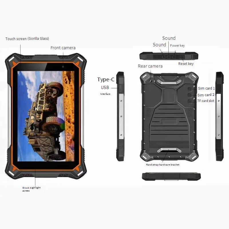 Haudon 8" Octa-Core IP68 Waterproof Rugged Industrial Tablet, Android OS, 4GB RAM 64GB ROM, Shockproof Dustproof For Construction_voghion.com
