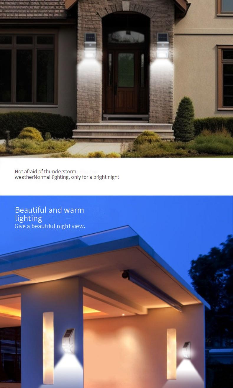 Solar Motion Sensor Wall Light, Outdoor Stainless Steel Garden Light, Waterproof IP65, Warm White LED For Patio, Yard, Fence (73x50x178mm)_voghion.com