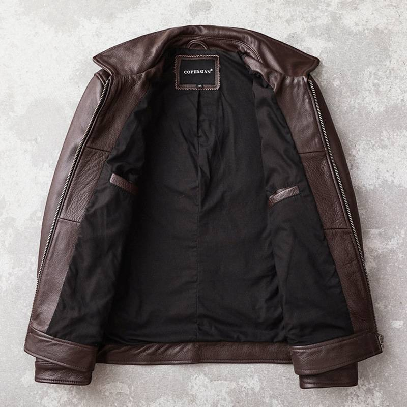 Premium-Businessjacke aus echtem Leder für Herren im Slim Fit – Klassisch Braun & Schwarz, kurz, leicht & stylisch (S-6XL)_voghion.com