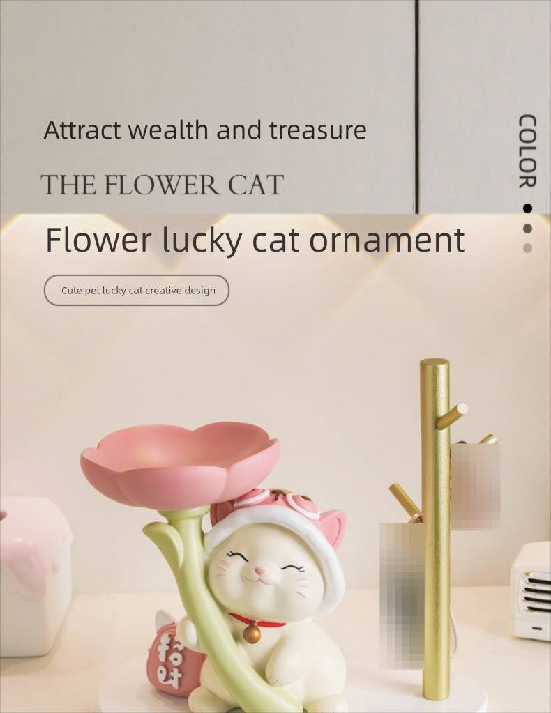 Creative Lucky Cat Tray Ornament Entryway Key Storage Display Shoe Cabinet Resin Home Decoration_voghion.com