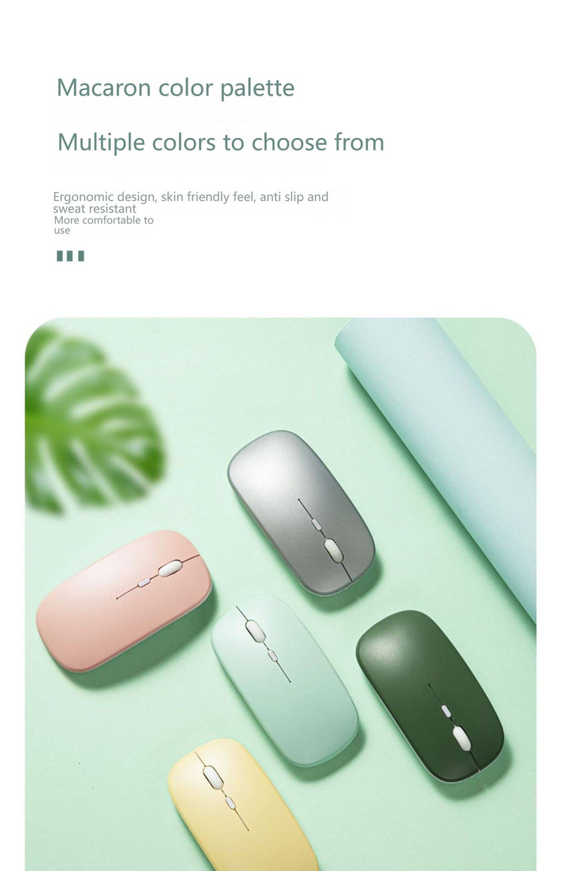 Mouse wireless Bluetooth silenzioso ricaricabile ergonomico per laptop tablet PC MacBook iPad iPhone doppia modalità 1600 DPI 4 pulsanti regolabile retroilluminato RGB_voghion.com