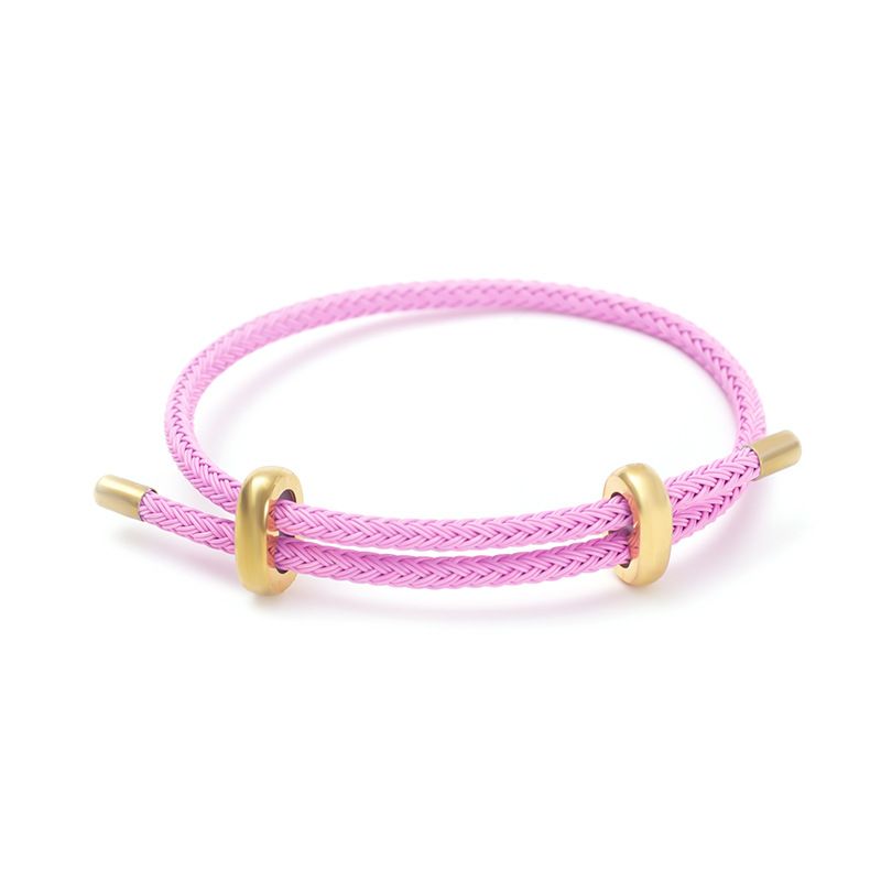 Adjustable 3mm Wire Rope Bracelet With 8-Charms Clasp, DIY Beading Cord For Couples, Fashionable Crown Design, Titanium Steel, Multiple Colors_voghion.com