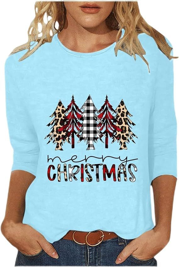 Women’s Casual Printed Blouse – Flowy 3/4 Sleeve Tunic Top (40+ Colors, Polyester Blend, Slim Fit & Breathable For Spring/Summer)_voghion.com