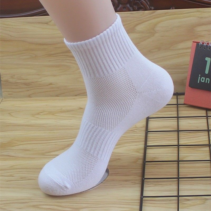 2025d Spring Summer Mid-Calf Men's Pure Cotton Deodorant Sweat-Absorbing Sports Short Thin Breathable Mesh Low-Cut Boat Socks_voghion.com