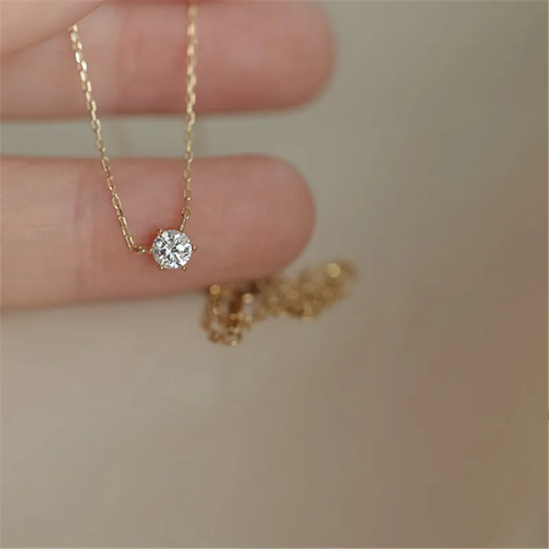 14k guldpläterat halsband, ett multifunktionellt och unikt gnistrande zirkonhalsband_voghion.com
