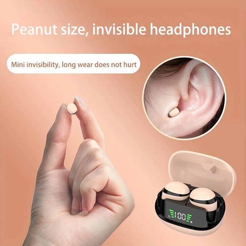 Casque ultra-petit de la taille d'une cacahuète, écran numérique haute définition avec microphone, mini casque sans fil furtif_voghion.com