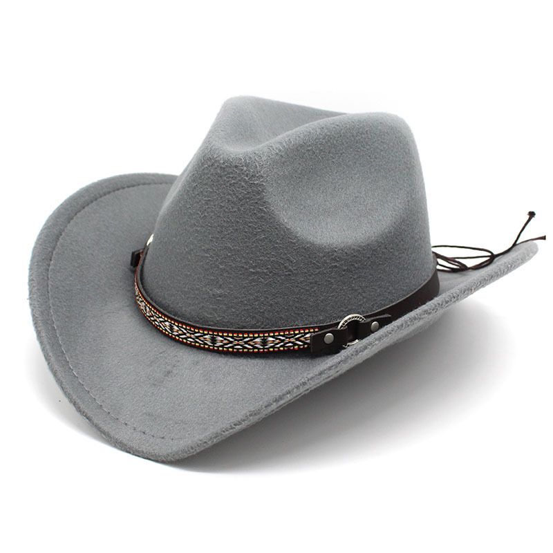Unisex Woolen top hat Western cowboy Western cowboy hat autumn and winter woolen_voghion.com