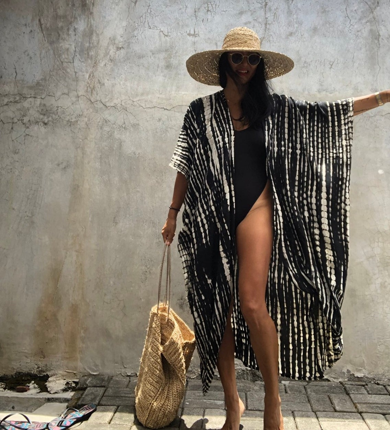 Beach Cover Ups For Swimwear Women Black Tie Dye Kimono Swimsuit Cape Summer Dress 2022 Beachwear Outfits Sales_voghion.com
