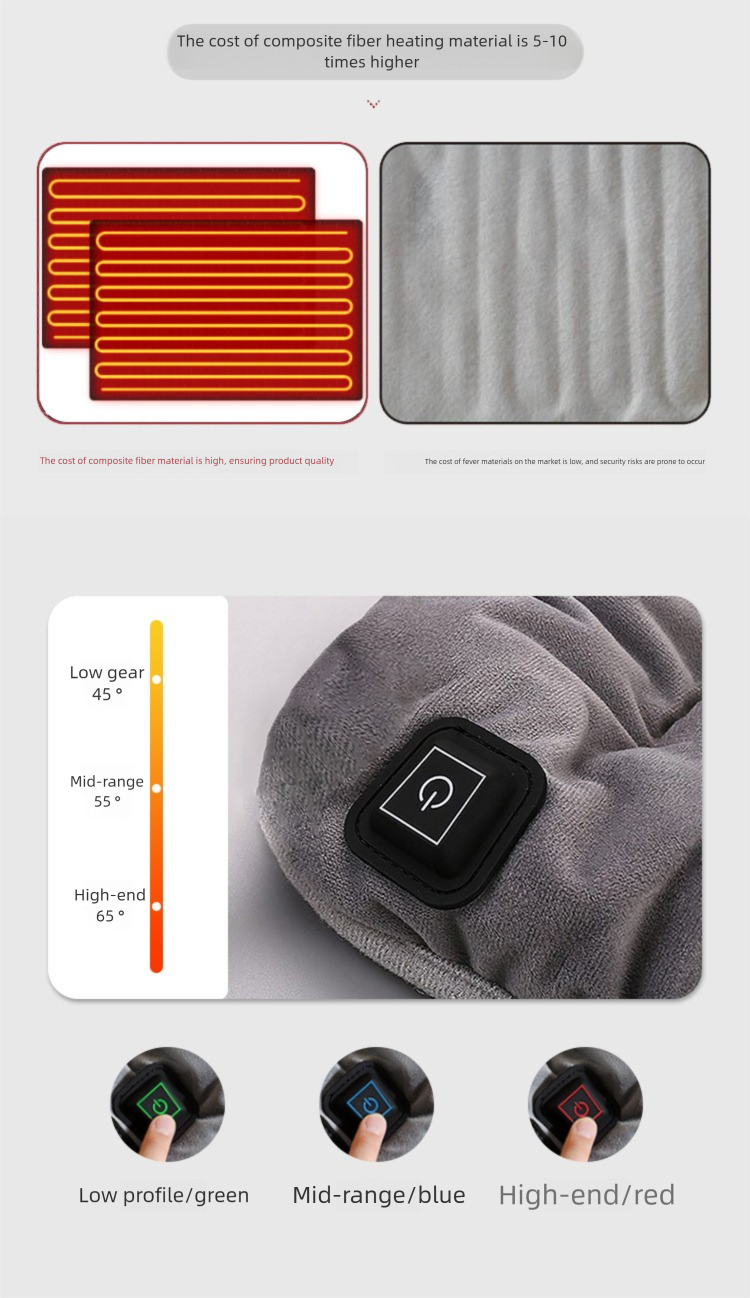 Cuscino riscaldante USB in grafene, cuscino per sedia da ufficio 5V con 3 livelli di calore, riscaldamento rapido per casa e auto_voghion.com