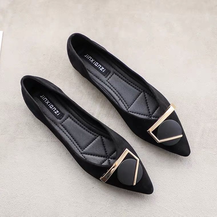 Women's Flat Shoes 2021 Spring New Style Versatile Pointed Toe Shallow Mouth Loafers Soft Sole Moccasins_voghion.com
