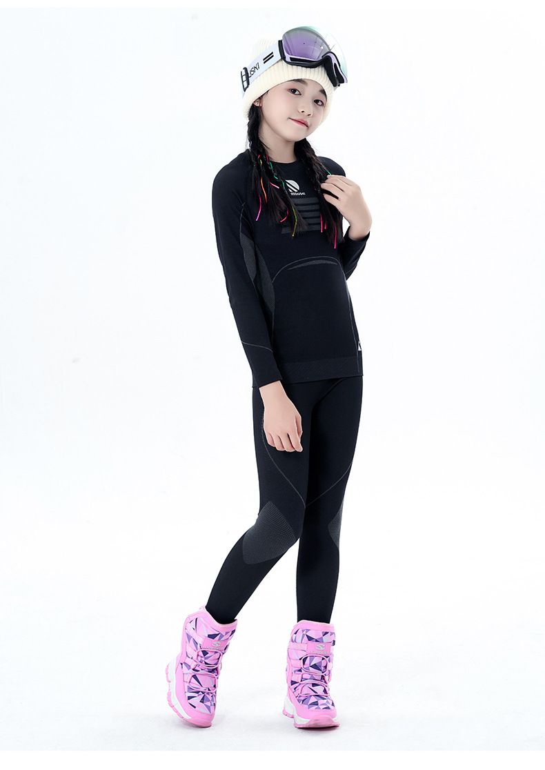 "Oddivski Thermal Ski Base Layer – Quick-Dry Compression Tights For Women, Men & Kids (Tech Black/Gray, Size 120-160)"_voghion.com