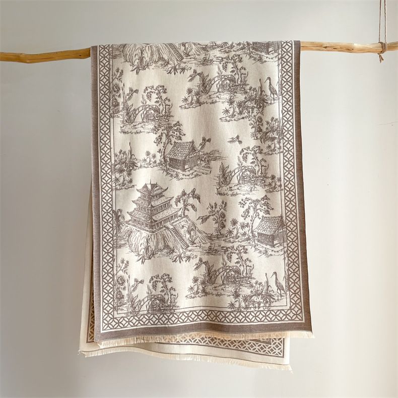 Sciarpa anti-età di alta qualità, calda e alla moda, invernale, in stile antico, artistica, a scialle e mantello bifacciale._voghion.com