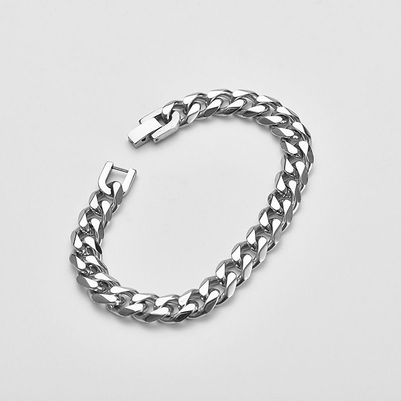 Bracciale da uomo in acciaio al titanio, gioielli alla moda, accessori alla moda, catena cubana a sei lati_voghion.com