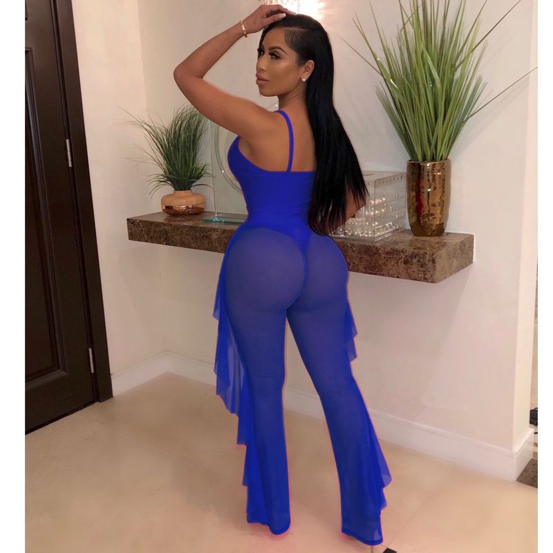 Vêtements pour femmes, maillot de bain de couleur unie, ensemble deux pièces en gaze en maille_voghion.com