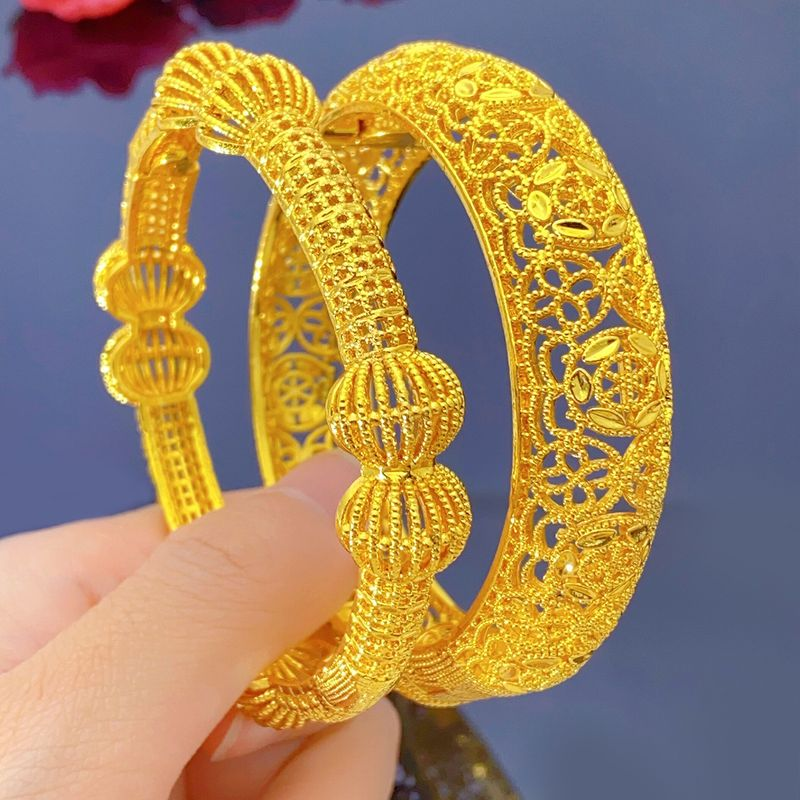Vieam Sand Ancient Method Hollow Wedding Dubai Middle East Gold Plated Buckle Bracelet Cross-border Jewelry Wholesale_voghion.com