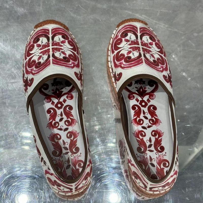 Scarpe basse da donna con motivo stampato in corda di iuta_voghion.com