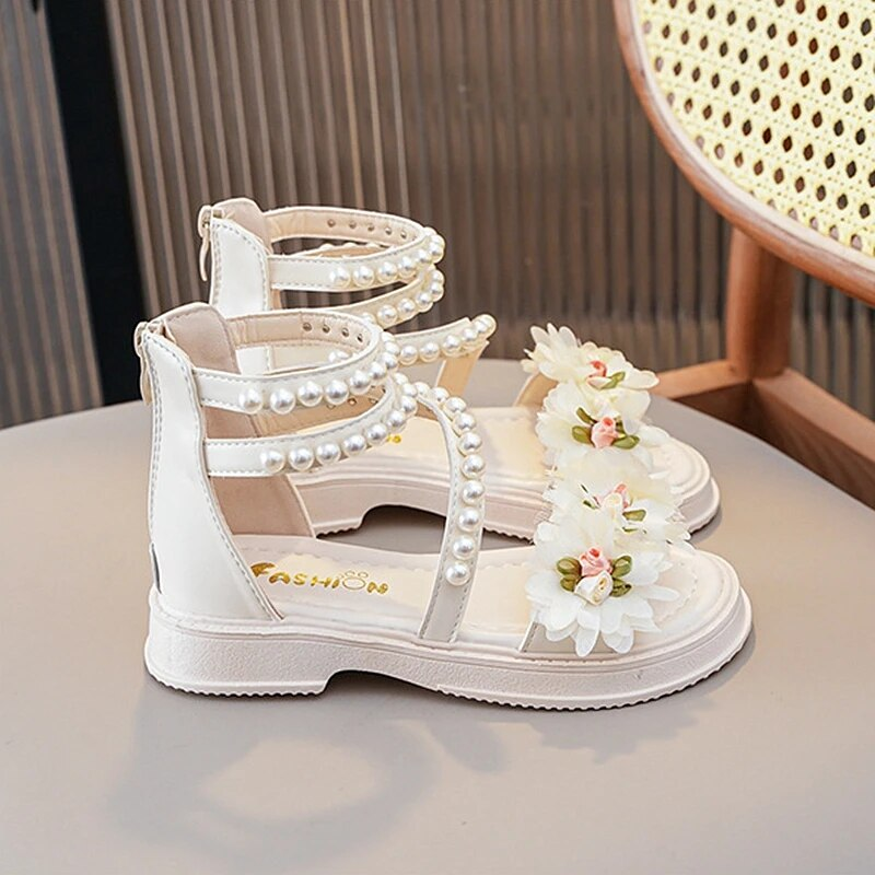 SHLIANG Mädchen Sandalen Sommer Prinzessin Weiß Party Sandalen Perlen Plateau Baby Casual Strand Schuhe Rutschfeste Flats SA128_voghion.com