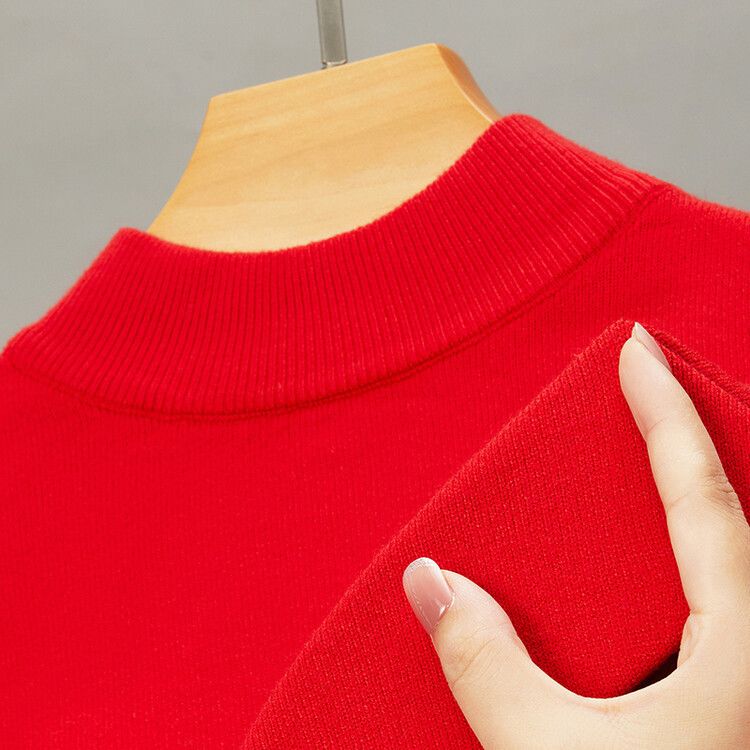 Herrenbekleidung Live-Übertragung Halbrollkragen Langarm-Strickpullover Herren Herbst und Winter Neues einfarbiges warmes Unterhemd Herren_voghion.com