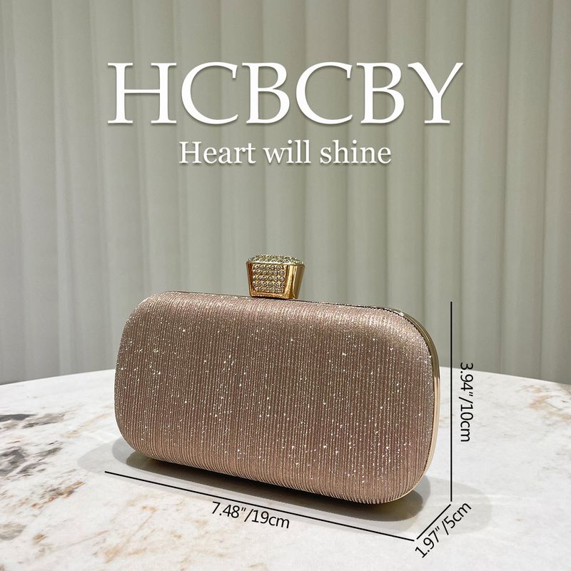 Borsa a mano piccola di lusso lucida color oro champagne, splendida borsa da sera da donna, elegante borsa da sera alla moda e di temperamento_voghion.com