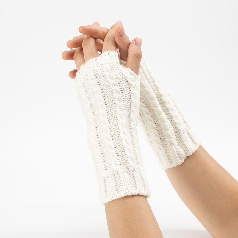 Fried Dough Twists Wrist Gloves Autumn Winter New Knitted Wool Warm Men And Women's Short Skiing Open Finger Sleeve_voghion.com