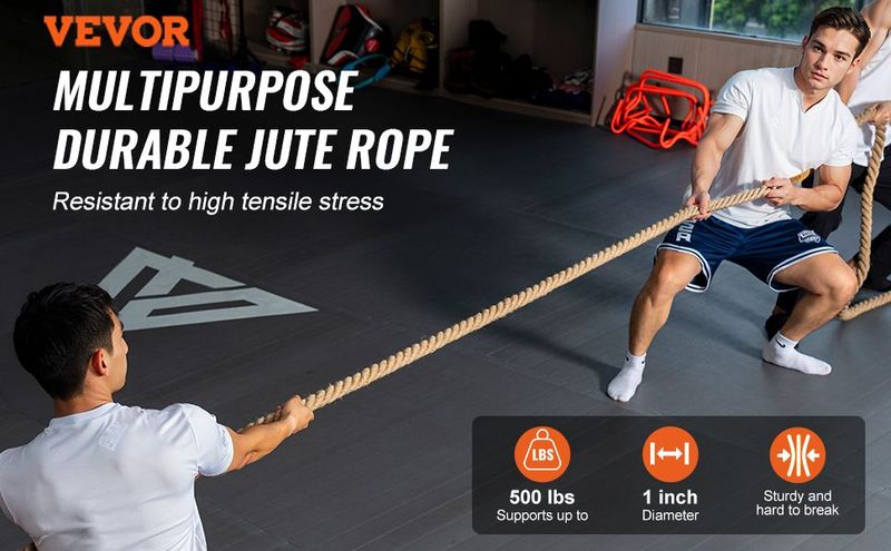 VEVOR 1"x50FT Gym Climbing Rope Fitness Strength Training Rope Home Exercise_voghion.com