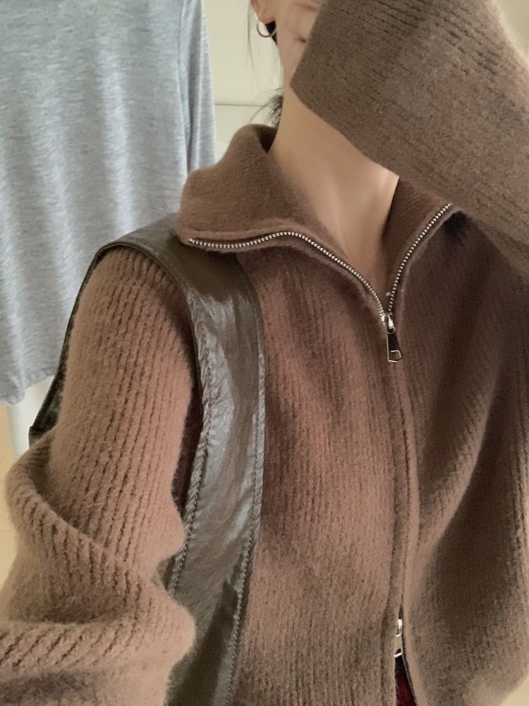Herbst und Winter dicke doppelköpfige Reißverschluss High Neck Pullover Stehkragen Wolljacke_voghion.com