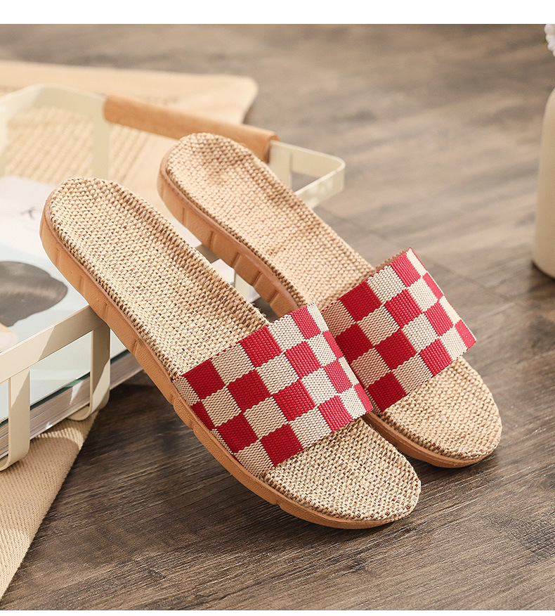 Leinenpantoffeln für den Heimgebrauch im Sommer für Paare, Holzboden, dicke Sohlen, rutschfest, kühle Hausschuhe für den Innenbereich für Frauen im Sommer_voghion.com