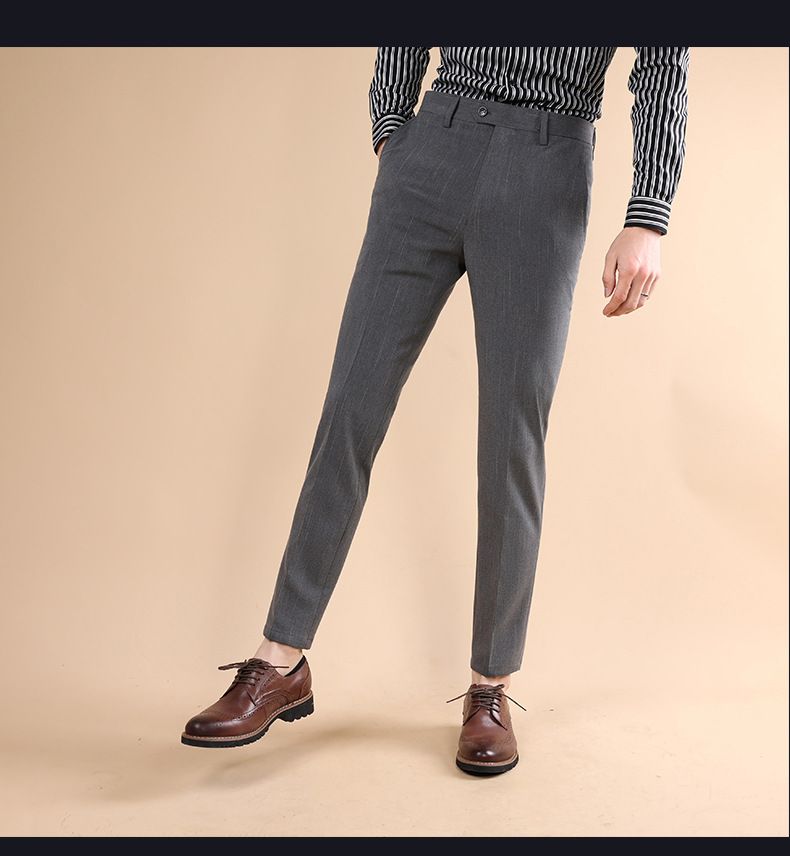 Men's Slim Fit Dress Pants For Business Casual - Wrinkle-Free & Stretchable Polyester Blend Trousers With Comfortable Tailored Fit_voghion.com