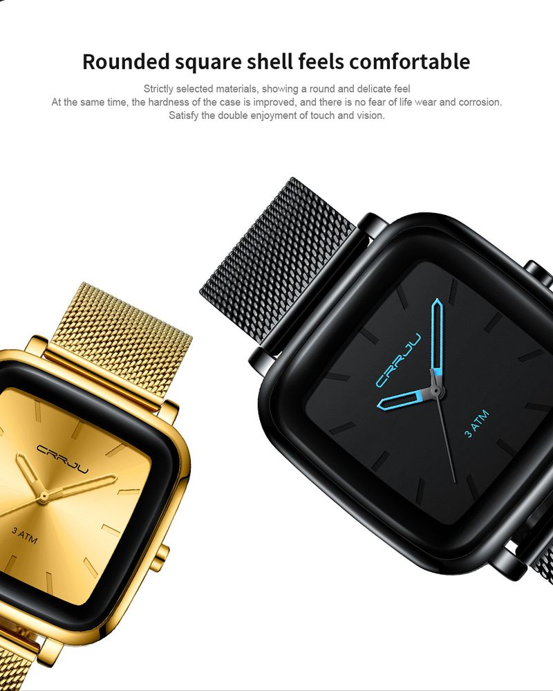 Heren- en damesmodehorloge met vierkante mesh-band en minimalistische wijzerplaat - Casual unisex horloge voor dagelijks gebruik_voghion.com