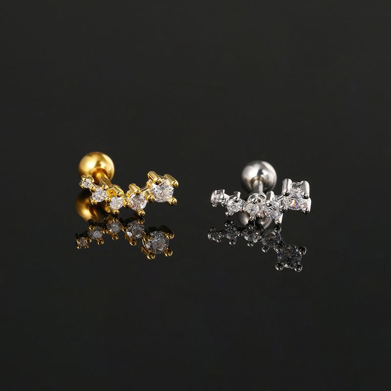 Orecchini unisex geometrici a bottone per le orecchie da donna, con vite a sfera rotonda in acciaio al titanio, con torsione a sfera_voghion.com