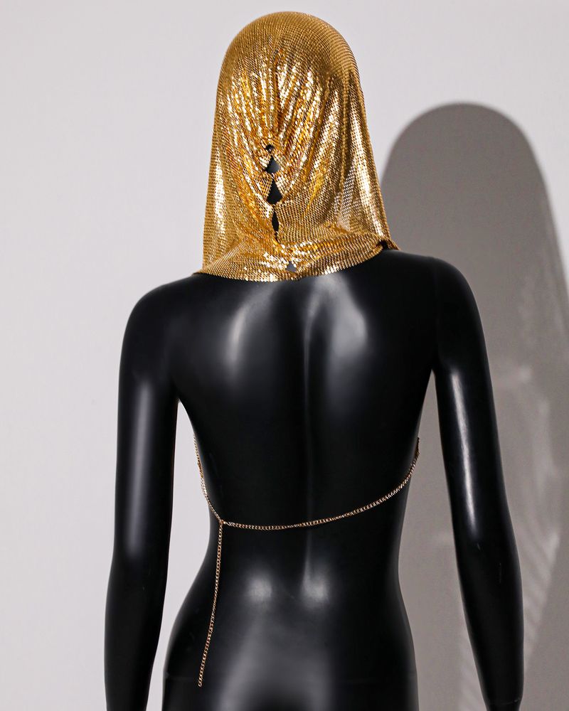 Damen-Kapuzenweste im Metallic-Look – Y2K Streetwear Crop Top für Sommerfestivals & Nachtleben_voghion.com