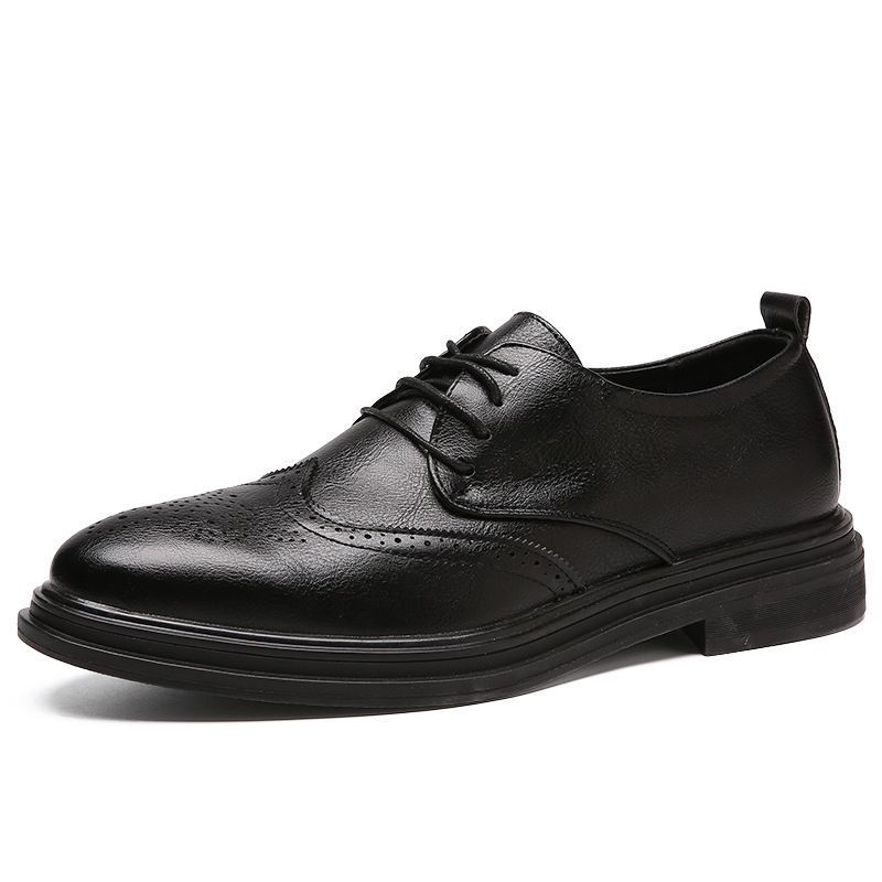 2025 Veelzijdige, ademende, gesneden heren formele brogue Koreaanse stijl trendy zakelijke leren schoenen voor heren_voghion.com