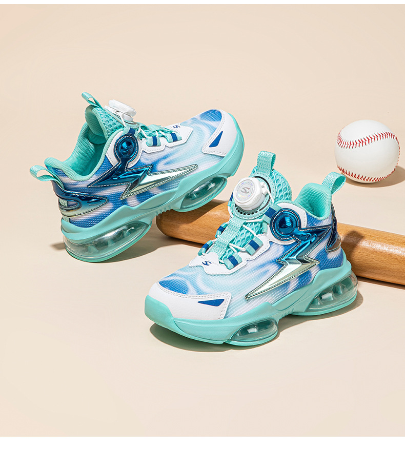 child's shoes Rotary button basketball shoes Boys fall mesh air cushion sneakers_voghion.com