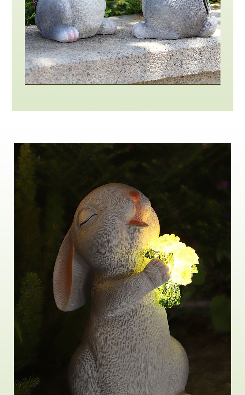 New Product Simulation Animal Garden Decoration Solar-Powered Yard Lawn Light Craft Rabbit Ornament_voghion.com